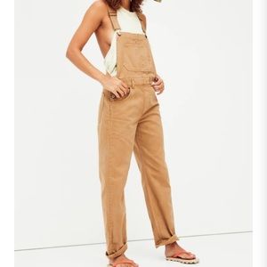 Free People We the Free Denim Ziggy Overalls Khaki